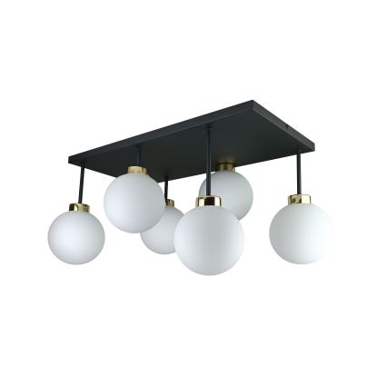Bevestigde hanglamp DEA 6xE14/60W/230V zwart/goud/wit