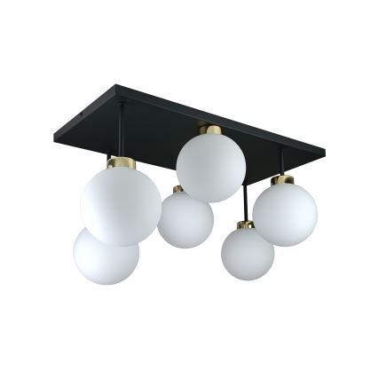 Bevestigde hanglamp DEA 6xE14/60W/230V zwart/goud/wit