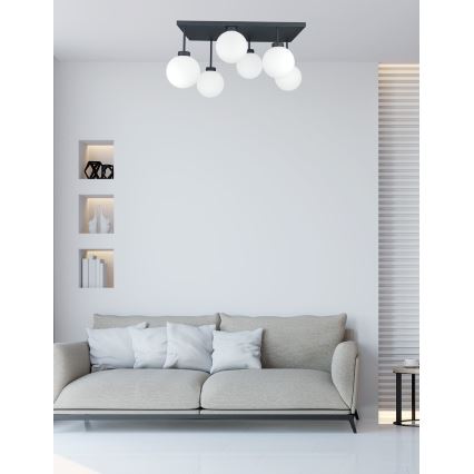 Bevestigde hanglamp DEA 6xE14/60W/230V zwart/wit