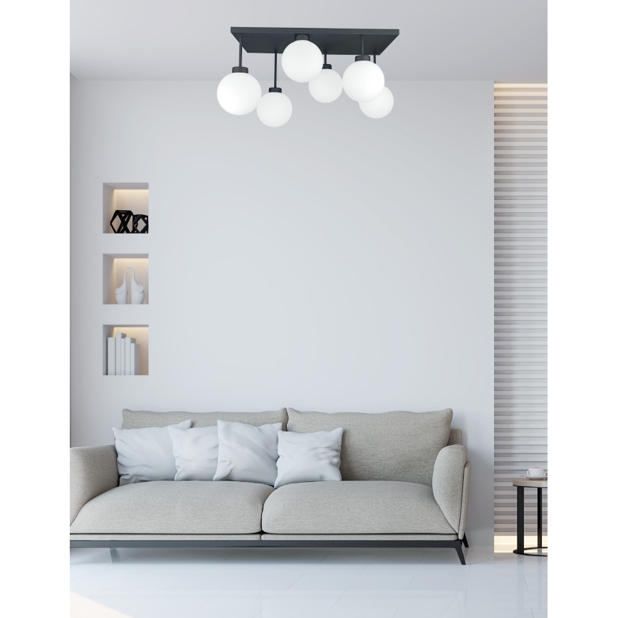 Bevestigde hanglamp DEA 6xE14/60W/230V zwart/wit