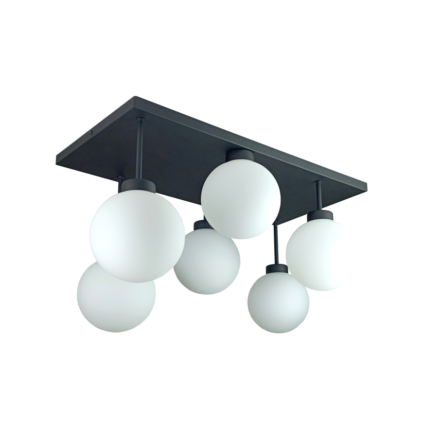 Bevestigde hanglamp DEA 6xE14/60W/230V zwart/wit