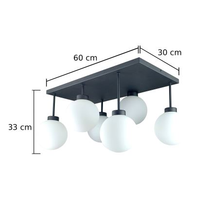Bevestigde hanglamp DEA 6xE14/60W/230V zwart/wit