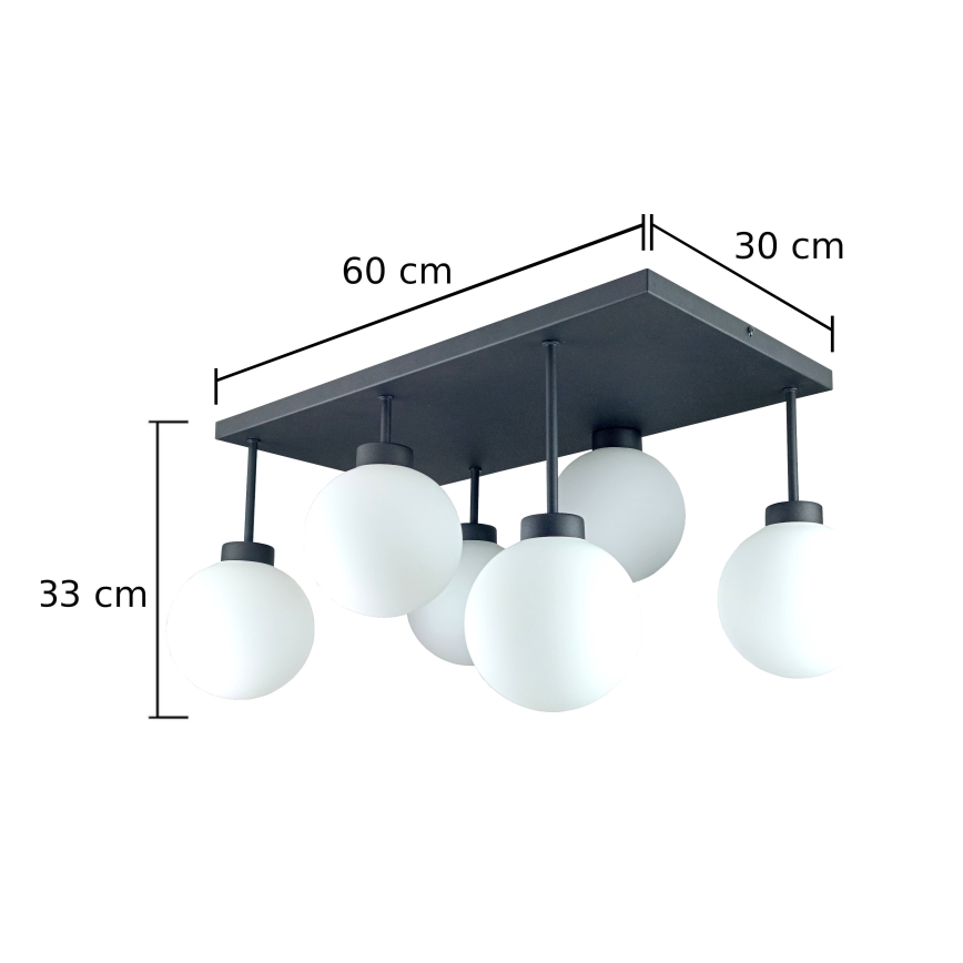 Bevestigde hanglamp DEA 6xE14/60W/230V zwart/wit
