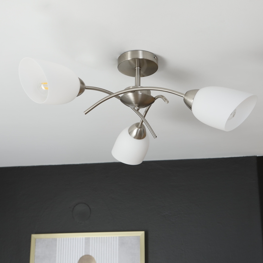 Bevestigde hanglamp DONNA 3xE27/60W/230V nikkel