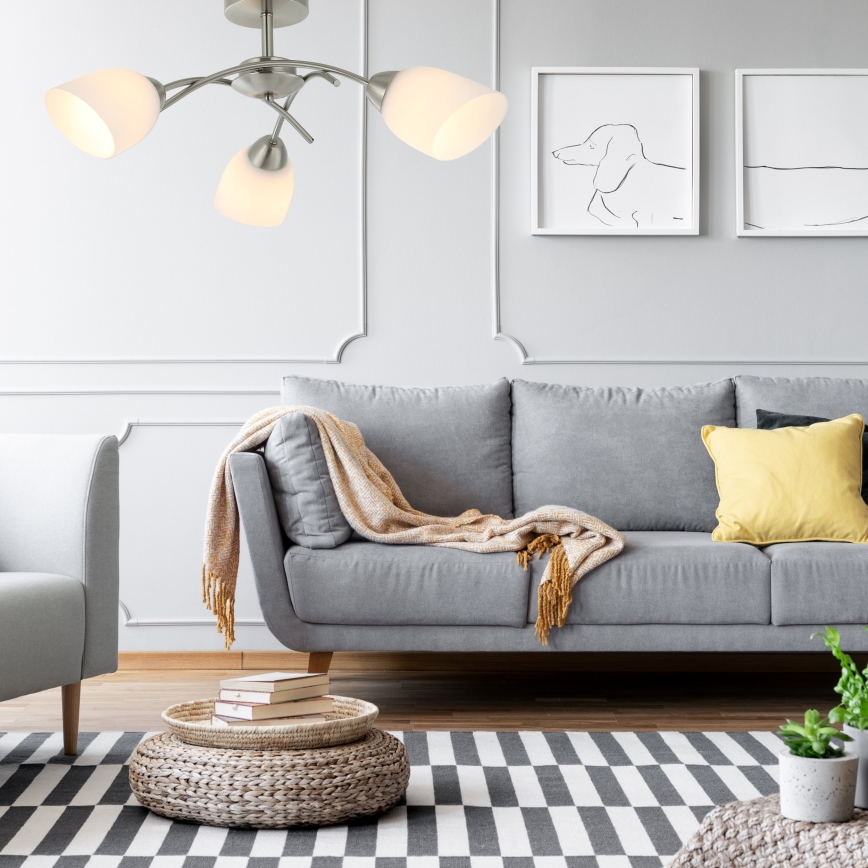 Bevestigde hanglamp DONNA 3xE27/60W/230V nikkel