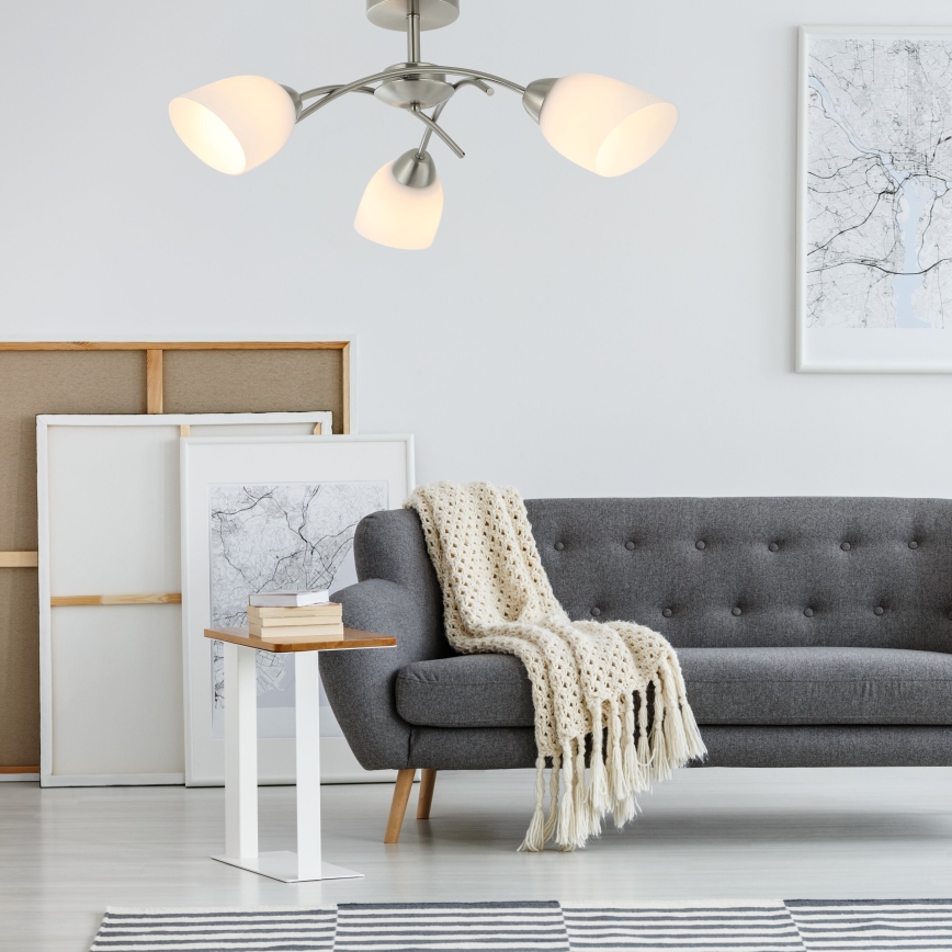 Bevestigde hanglamp DONNA 3xE27/60W/230V nikkel
