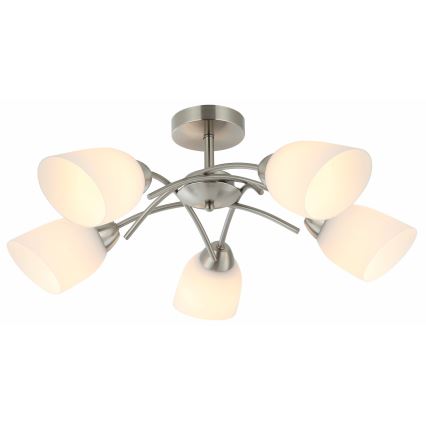 Bevestigde hanglamp DONNA 5xE27/60W/230V nikkel