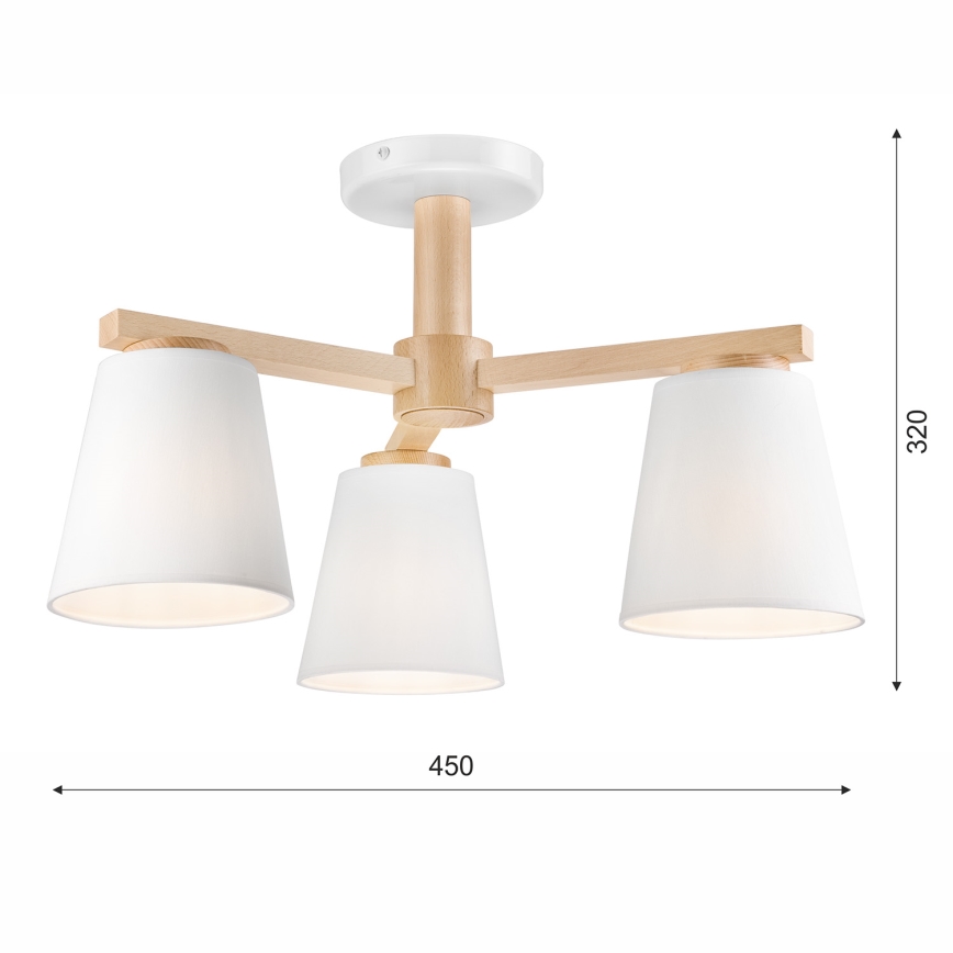 Bevestigde hanglamp ELLIE 3xE27/60W/230V beuken