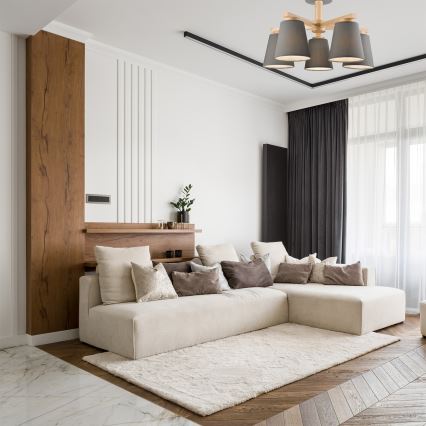 Bevestigde hanglamp ELLIE 5xE27/60W/230V grijs/beuken