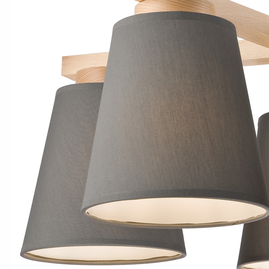 Bevestigde hanglamp ELLIE 5xE27/60W/230V grijs/beuken