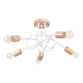 Bevestigde hanglamp EMBER 5xE27/15W/230V wit/beige/beuken