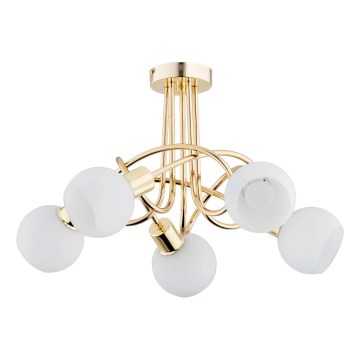 Bevestigde hanglamp ERYKA 5xE14/10W/230V goud