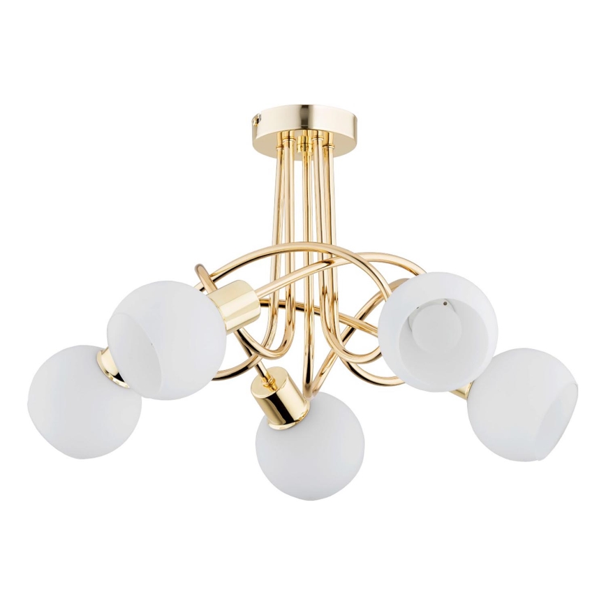 Bevestigde hanglamp ERYKA 5xE14/10W/230V goud