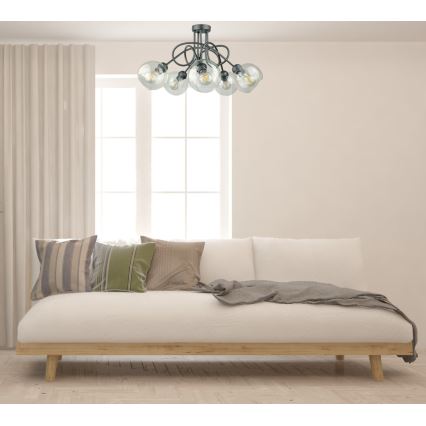 Bevestigde hanglamp EVIE 5xE27/60W/230V antraciet/doorzichtig