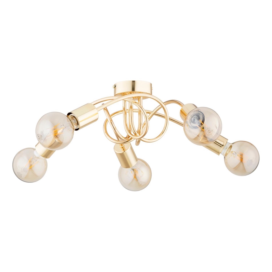 Bevestigde hanglamp FARTA 5xE27/15W/230V goud