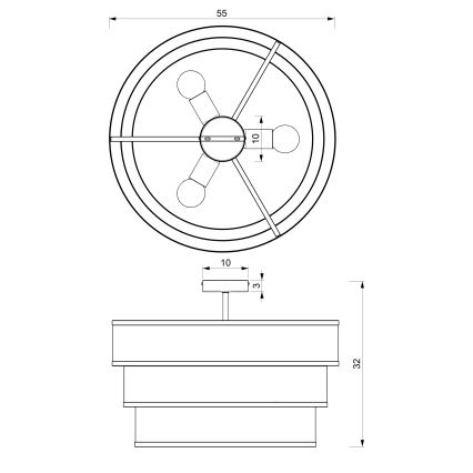 Bevestigde hanglamp GLUM 3xE27/60W/230V zwart