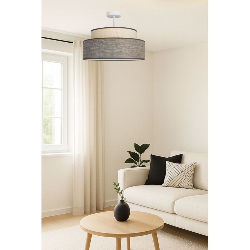Bevestigde hanglamp GRACE 1xE27/60W/230V crème/bruin