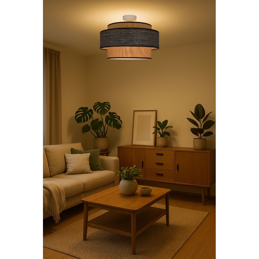 Bevestigde hanglamp GRACE 1xE27/60W/230V crème/bruin