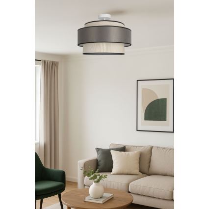 Bevestigde hanglamp GRACE 1xE27/60W/230V crème/grijs