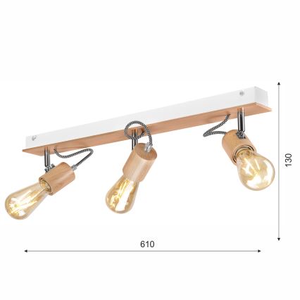 Bevestigde hanglamp GUSTAVO 3xE27/60W/230V beuken - FSC gecertificeerd