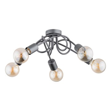 Bevestigde hanglamp INTER 5xE27/15W/230V grijs