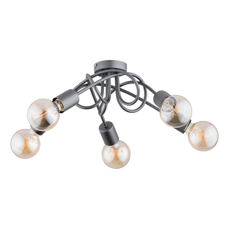 Bevestigde hanglamp INTER 5xE27/15W/230V grijs