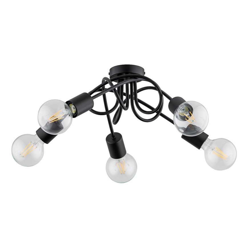 Bevestigde hanglamp INTER 5xE27/15W/230V zwart