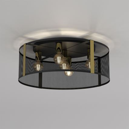 Bevestigde hanglamp KAGA 5xE27/60W/230V zwart/gouden