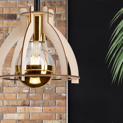 Bevestigde hanglamp LANDO 1xE27/15W/230V diameter 21 cm beuken