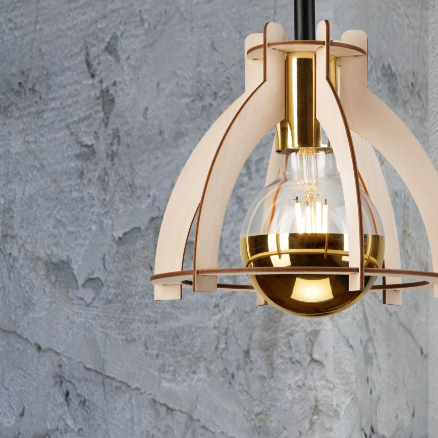 Bevestigde hanglamp LANDO 1xE27/15W/230V diameter 21 cm beuken