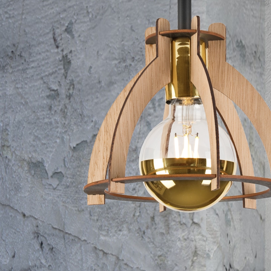 Bevestigde hanglamp LANDO 1xE27/15W/230V diameter 21 cm eiken
