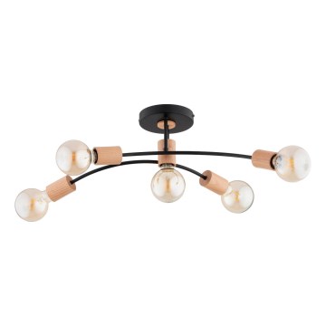 Bevestigde hanglamp LANTI 5xE27/15W/230V beige/zwart
