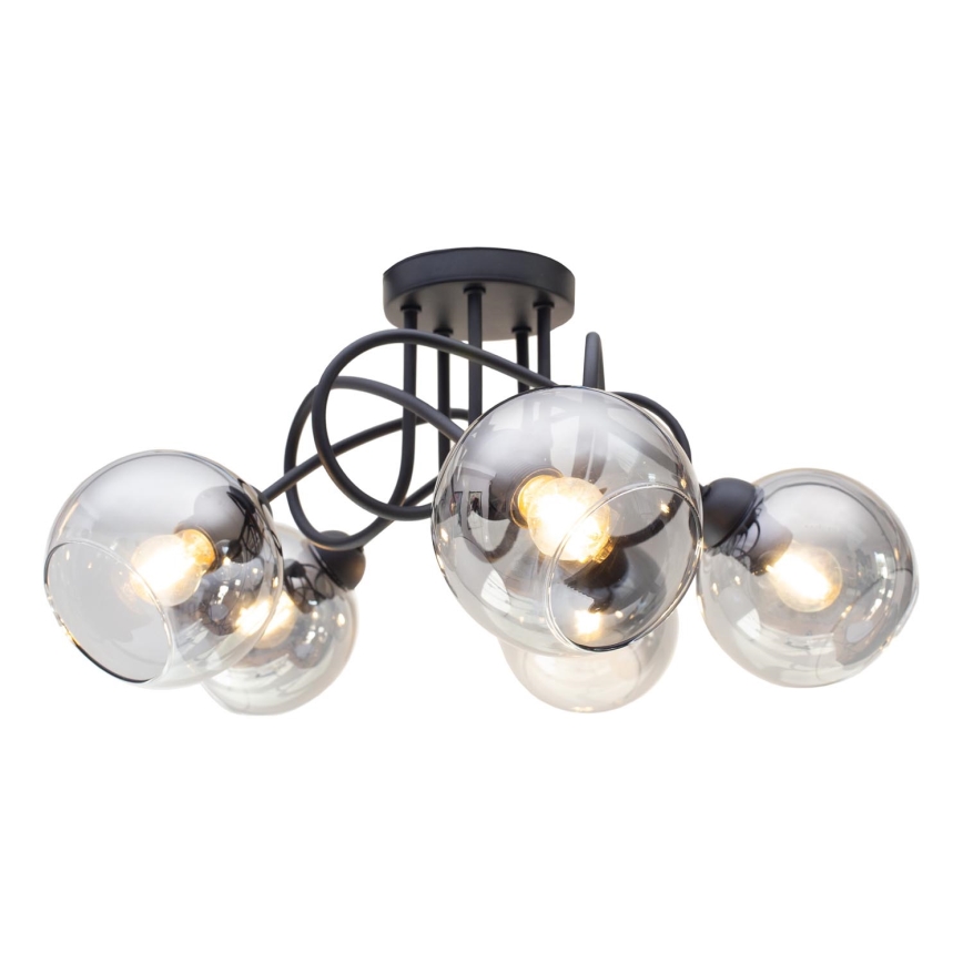 Bevestigde hanglamp LATIL 5xE27/60W/230V zwart