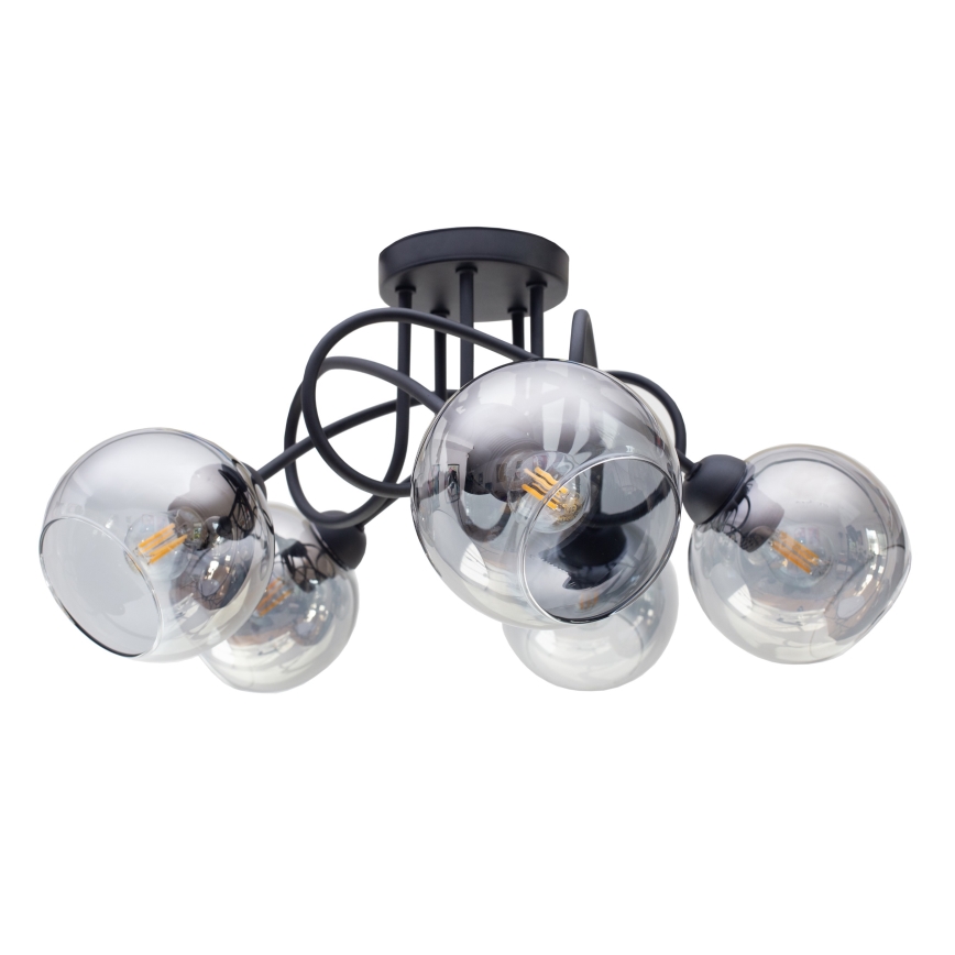 Bevestigde hanglamp LATIL 5xE27/60W/230V zwart