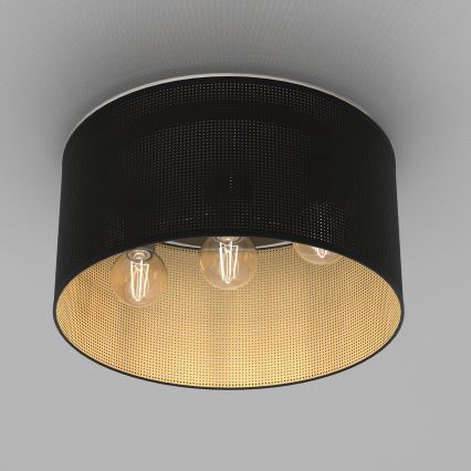 Bevestigde hanglamp LOFT SHADE 3xE27/60W/230V zwart/gouden