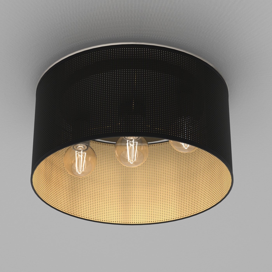 Bevestigde hanglamp LOFT SHADE 3xE27/60W/230V zwart/gouden