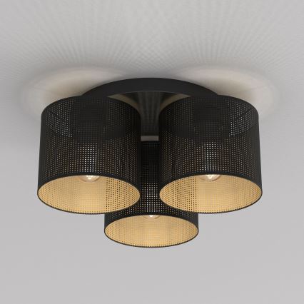 Bevestigde hanglamp LOFT SHADE 3xE27/60W/230V zwart/gouden