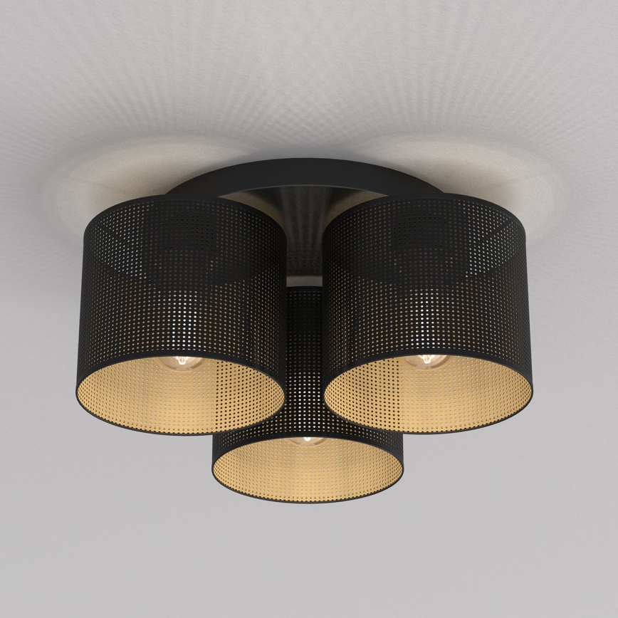 Bevestigde hanglamp LOFT SHADE 3xE27/60W/230V zwart/gouden