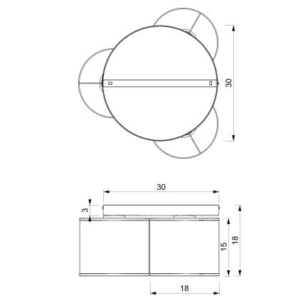 Bevestigde hanglamp LOFT SHADE 3xE27/60W/230V zwart/gouden