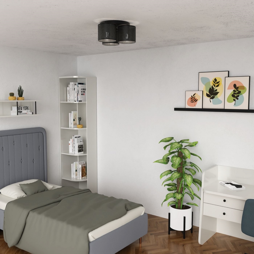 Bevestigde hanglamp LOFT SHADE 3xE27/60W/230V zwart