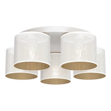 Bevestigde hanglamp LOFT SHADE 5xE27/60W/230V wit/gouden