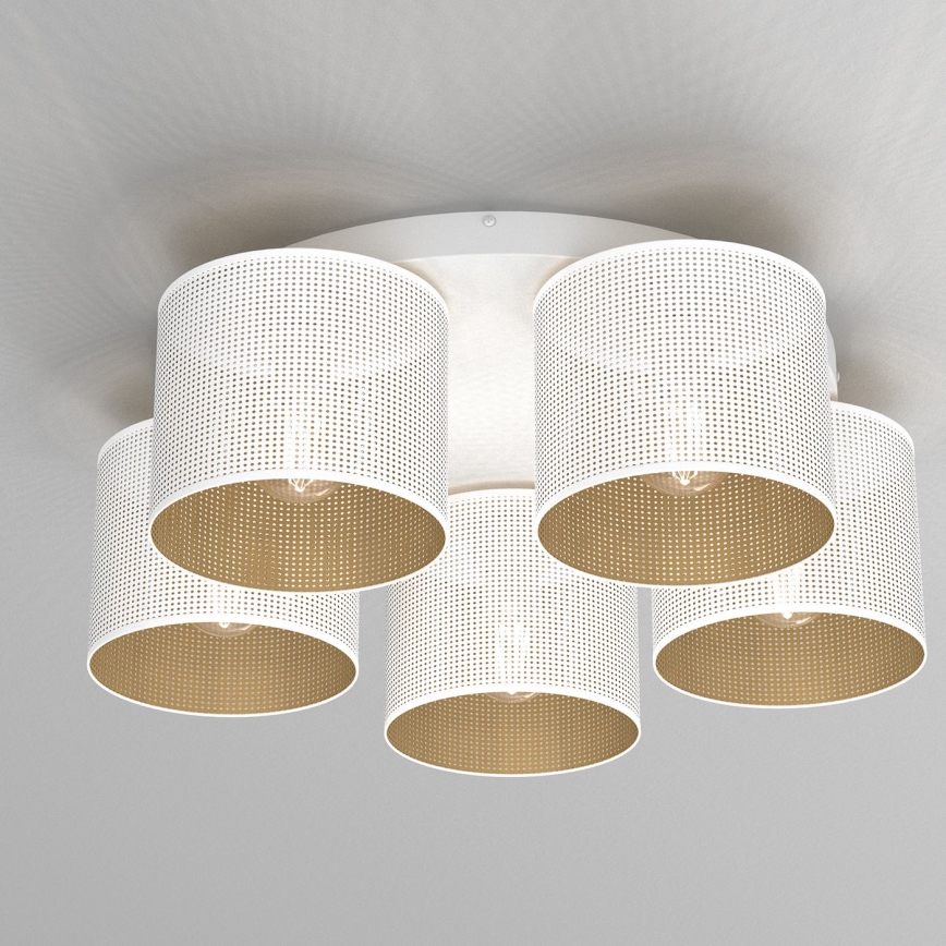 Bevestigde hanglamp LOFT SHADE 5xE27/60W/230V wit/gouden