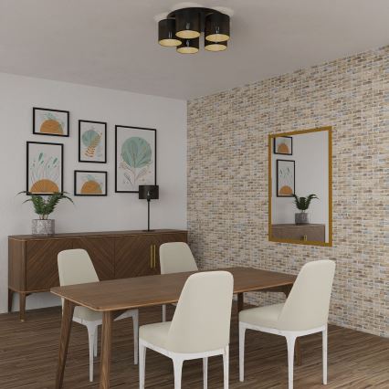 Bevestigde hanglamp LOFT SHADE 5xE27/60W/230V zwart/gouden
