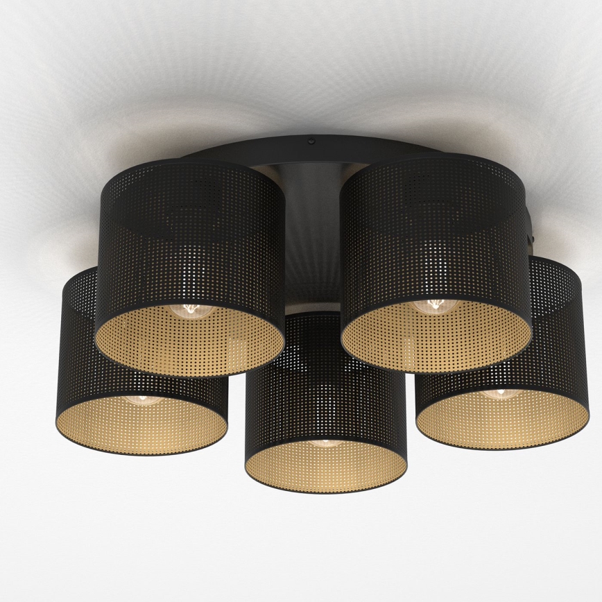 Bevestigde hanglamp LOFT SHADE 5xE27/60W/230V zwart/gouden