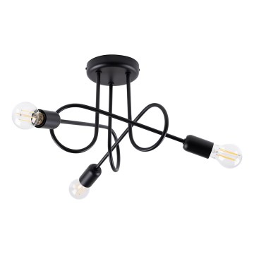Bevestigde hanglamp LOOP 3xE27/15W/230V zwart