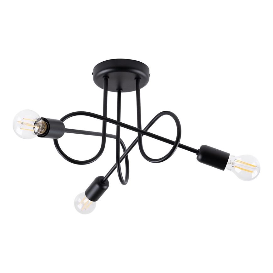 Bevestigde hanglamp LOOP 3xE27/15W/230V zwart