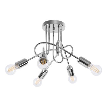 Bevestigde hanglamp LOOP 5xE27/15W/230V glanzend chroom