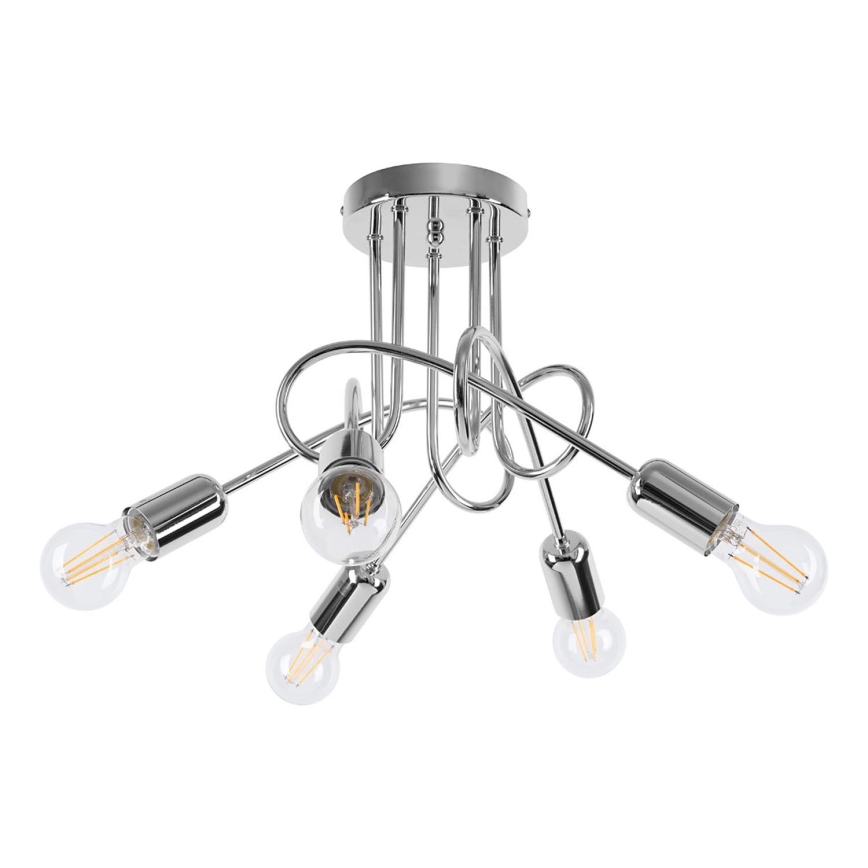 Bevestigde hanglamp LOOP 5xE27/15W/230V glanzend chroom