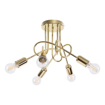 Bevestigde hanglamp LOOP 5xE27/15W/230V goud