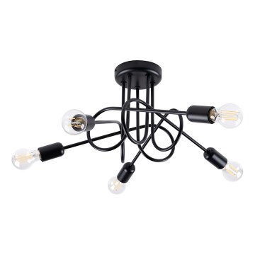 Bevestigde hanglamp LOOP 5xE27/15W/230V zwart